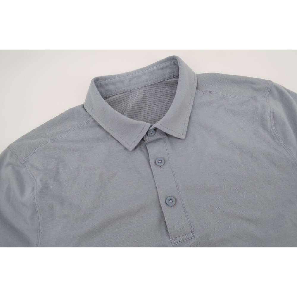Lululemon Evolution Mens Small Blue Solid Tech Golf Polo Shirt Short Sleeve